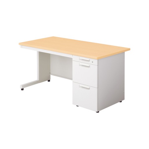 プラス オフィスデスク 完成日 組立不要 リード 片袖机 L字脚 A-3段袖(下段:A4タイプ) D700 LE-147A-3 680-740