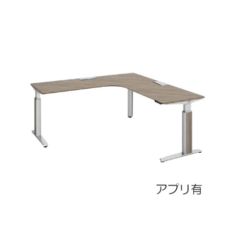 オカムラ オフィスデスク 完成日 組立不要 プリシード 上下昇降デスク L型天板タイプ レバータイプ/インジケーター有 アプリ有 スラントエッジ ポリッシュ脚 マークレス天板(指紋が付きにくい) 3H20MU-MCA2