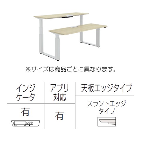 オカムラ オフィスデスク 完成日 組立不要 プリシード 上下昇降デスク ベンチタイプ アプリ有 レバータイプ/インジケーター有 スラントエッジ 塗装脚 マークレス天板(指紋が付きにくい) 3H21VW-MX7A