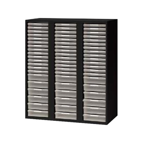 ナイキ オフィスキャビネット・収納家具 完成日 組立不要 CW ブラックタイプ トレー書庫 下置用 W900mm コンビ型:A4用(3列浅型14段・深型6段) CW-0911ALC-B