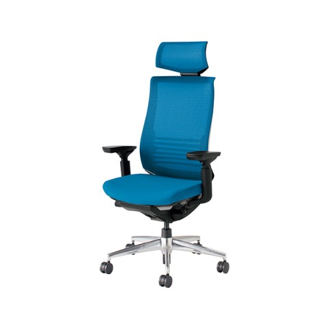 コクヨ オフィスチェア 完成日 組立不要 ベゼル アルミポリッシュタイプ ヘッドレスト付きタイプ(ランバーサポート付き) 可動肘 ブラックフレーム(背座同色) ポリウレタン巻きキャスター CR-A2835E6GMT4-VNN