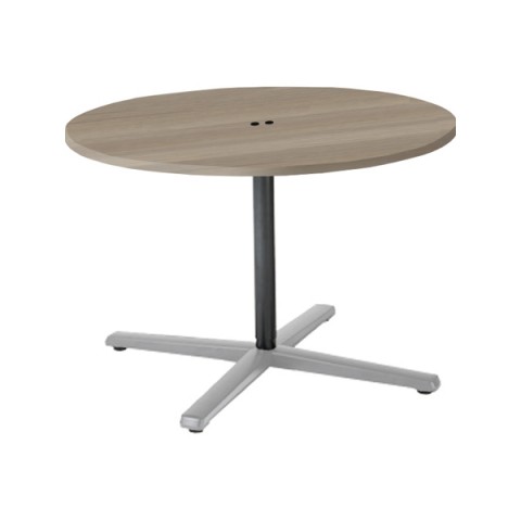 オカムラ ミーティングテーブル 完成日 組立不要 ライブス ミーティングテーブル 単柱脚タイプ 天板固定タイプ720H(アジャスター付) 丸形 φ1050 コンセント付 脚:ポリッシュ(支柱:ブラック) 87ABGP-MEV2