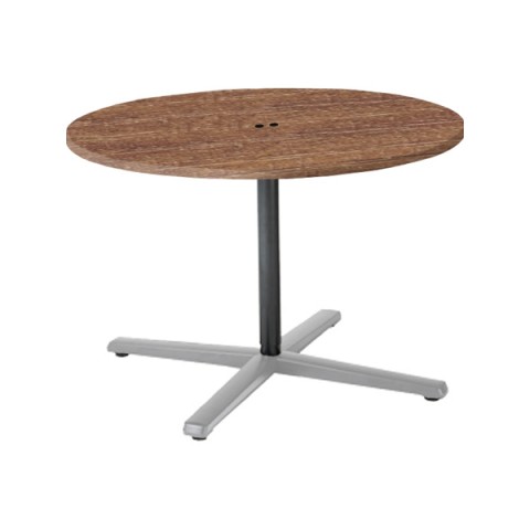 オカムラ ミーティングテーブル 完成日 組立不要 ライブス ミーティングテーブル 単柱脚タイプ 天板固定タイプ720H(アジャスター付) 丸形 φ1050 コンセント付 脚:ポリッシュ(支柱:ブラック) 87ABGP-MEW3