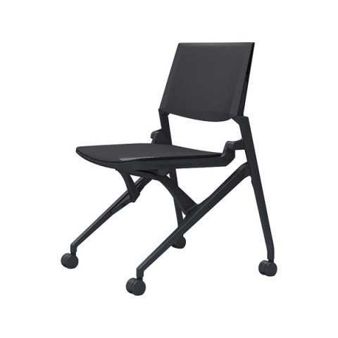 オカムラ ミーティングチェア・多目的チェア 完成日 組立不要 マルカ 背パッドなし 座メッシュタイプ ブラックフレーム ブラックシェル 81M2RA-F1C1