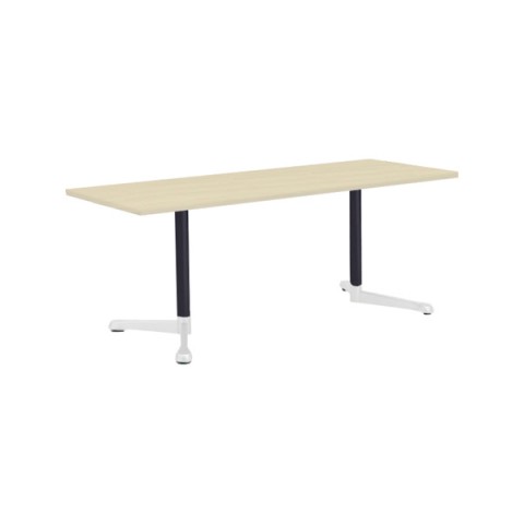 オカムラ ミーティングテーブル 完成日 組立不要 アクティアフェロー 長方形タイプ Y字脚 脚色ネオホワイト キャスター W1800 D750 93N3CB-MDA4