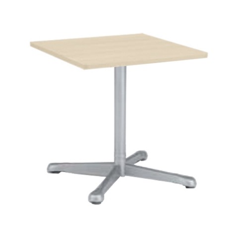 オカムラ ミーティングテーブル 完成日 組立不要 アクティアフェロー 正方形タイプ 昇降タイプ 十字脚 脚色スキップシルバー キャスター W800 プライズウッド天板 93N2XN-MAY4