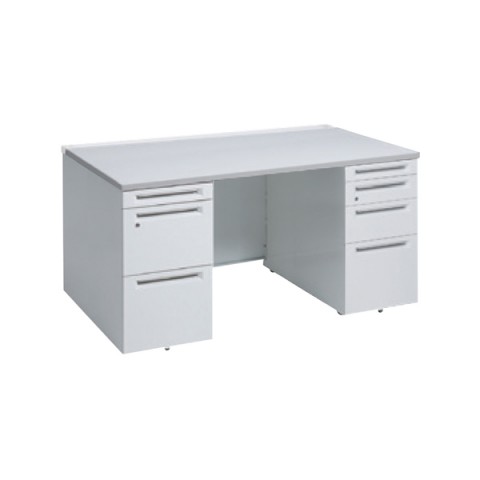 オカムラ オフィスデスク 完成日 組立不要 アドバンス 両袖机 左3段袖 右4段袖 中央引き出し無 標準タイプ ネオホワイト 3V03BH-MK28