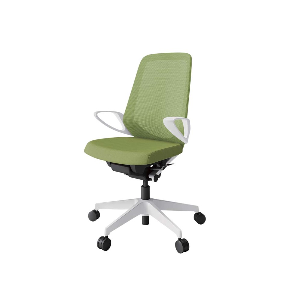 イトーキ オフィスチェア 完成日 組立不要 ノートチェア プレーンメッシュバック ハイバック ループ肘 ランバーサポートなし ハンガーなし ナイロン双輪キャスター KJ-176JV-W9Q7