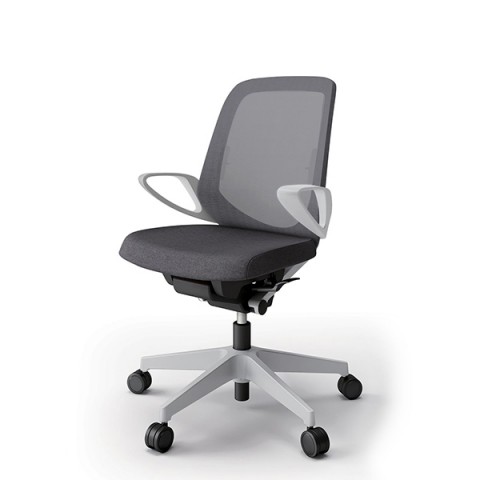 イトーキ オフィスチェア 完成日 組立不要 ノートチェア テクスチャードメッシュバック ローバック ループ肘 ランバーサポート付 ハンガーなし 抵抗付ウレタン双輪キャスター KJ-166JEM-GNT3