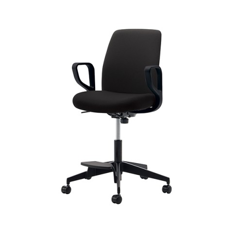 コクヨ オフィスチェア 完成日 組立不要 オプティ ハイタイプ ローバック サークル肘 ブラック樹脂脚 本体ブラック 背座同色 ウレタン双輪キャスター C02-F152CU-BKE6E61