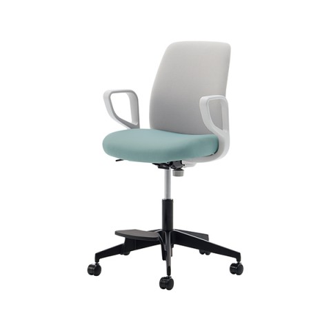 コクヨ オフィスチェア 完成日 組立不要 オプティ ハイタイプ ローバック サークル肘 ブラック樹脂脚 本体ホワイトグレー 背座別色 ウレタン双輪キャスター C02-F152CU-E138E21