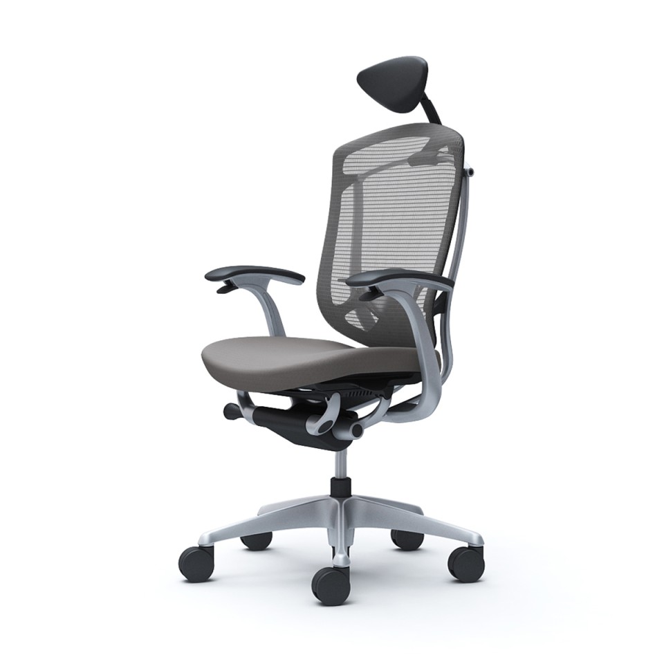 オカムラ オフィスチェア 完成日 組立不要 コンテッサセコンダ エクストラハイバック 小型可動ヘッドレスト クッション デザインアーム シルバーフレーム ブラックボディ ランバー付 ハンガー無 ウレタンキャスター CC4CYS-FPD2