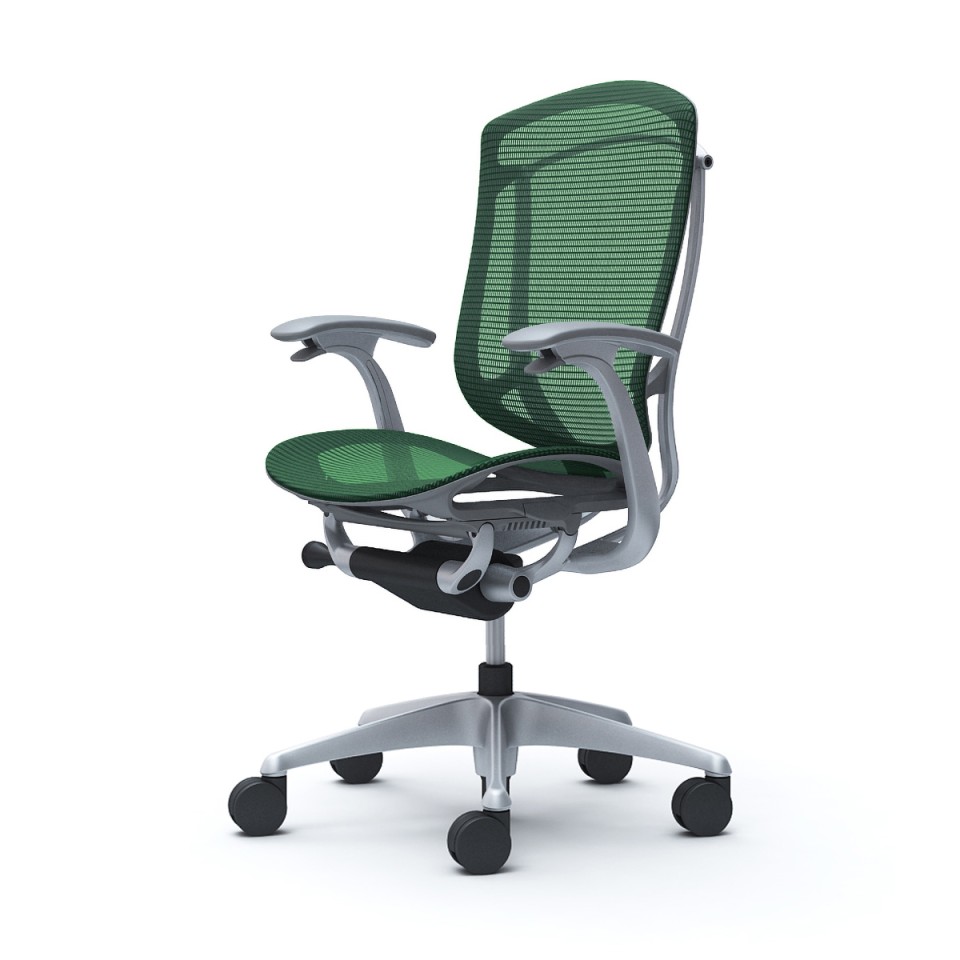 オカムラ オフィスチェア 完成日 組立不要 コンテッサセコンダ ハイバック 5本脚 デザインアーム メッシュ シルバーフレーム グレーボディ ランバー無 ハンガー無 ウレタンキャスター CC41YA-FPH5