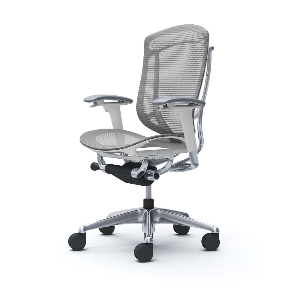 オカムラ オフィスチェア 完成日 組立不要 コンテッサセコンダ ハイバック 5本脚 アジャストアーム メッシュ ポリッシュフレーム ホワイトボディ ランバー無 ハンガー無 ウレタンキャスター CC81XW-FPH2