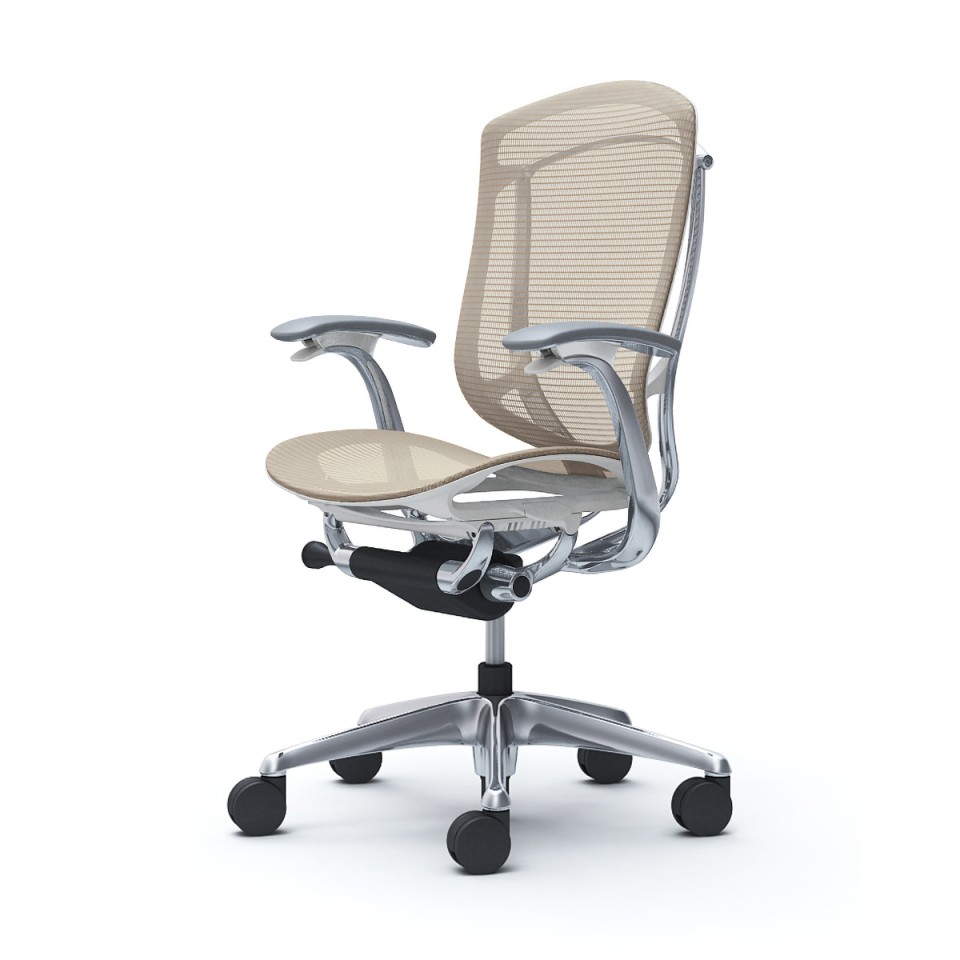 オカムラ オフィスチェア 完成日 組立不要 コンテッサセコンダ ハイバック 5本脚 デザインアーム メッシュ ポリッシュフレーム ホワイトボディ ランバー無 ハンガー無 ウレタンキャスター CC41XW-FPG7