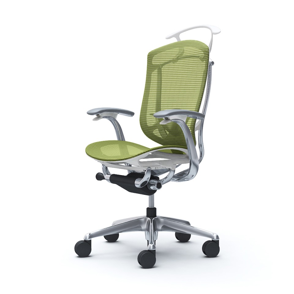 オカムラ オフィスチェア 完成日 組立不要 コンテッサセコンダ ハイバック 5本脚 デザインアーム メッシュ ポリッシュフレーム ホワイトボディ ハンガー付 ランバー付 ウレタンキャスター CC42XZ-FPG5