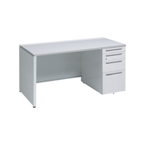 オカムラ オフィスデスク 完成日 組立不要 アドバンス 片袖机 パネル脚(シリンダー錠)4段袖 中央引き出し無 標準タイプ 右袖 3V1BEH-MK28