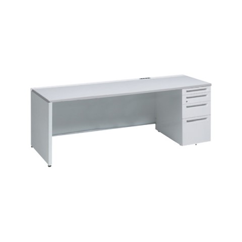 オカムラ オフィスデスク 完成日 組立不要 アドバンス 片袖机 パネル脚(シリンダー錠)4段袖 中央引き出し無 コンセント対応タイプ 右袖 3V1BXE-MK28