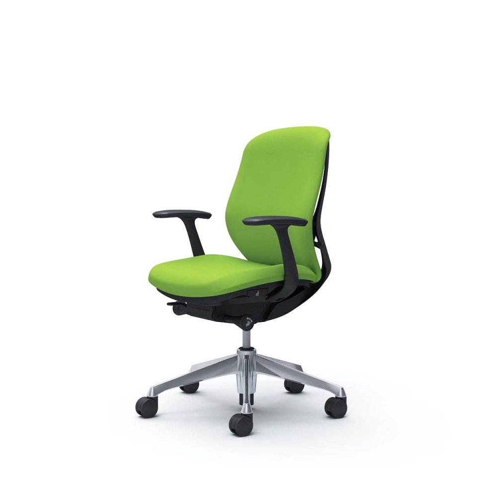 オカムラ オフィスチェア 完成日 組立不要 シルフィー ローバック クッションタイプ デザインアーム付 ブラックボディ アルミポリッシュ脚 ウレタンキャスター C643ER-FSF5