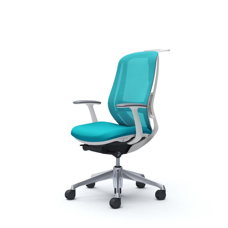 オカムラ オフィスチェア 完成日 組立不要 シルフィー ハイバック メッシュタイプ デザインアーム付 ホワイトボディ アルミポリッシュ脚 ハンガー・ランバーサポート付 ウレタンキャスター C646EZ-FMR6