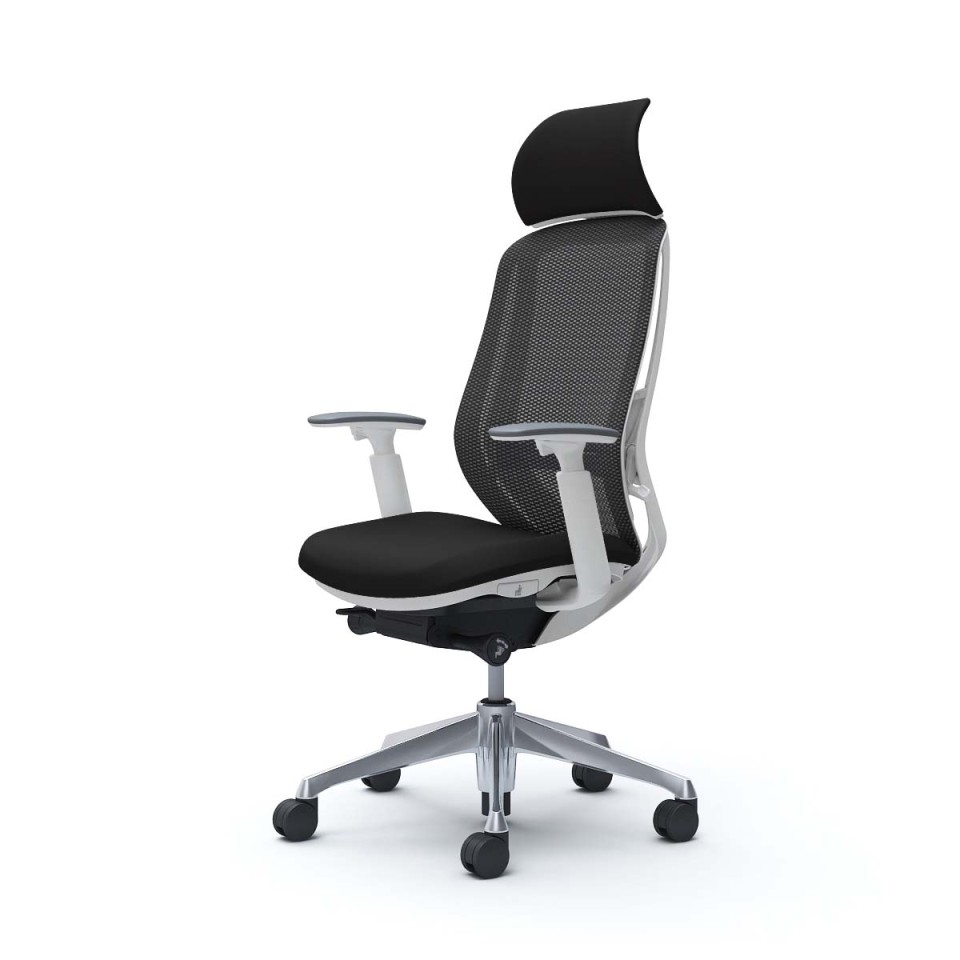オカムラ オフィスチェア 完成日 組立不要 シルフィー エクストラハイバック メッシュタイプ アジャストアーム付 ホワイトボディ アルミポリッシュ脚 ランバーサポート付 ウレタンキャスター C68AEZ-FMP1