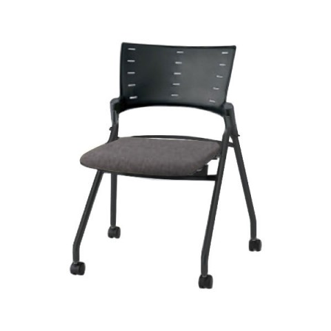 イトーキ ミーティングチェア・多目的チェア 完成日 組立不要 マノス マルチスタッキングタイプ(平積み5脚まで) 肘なし 布地 ベースカラーTT(背シェル:ブラック フレーム:ブラック) KLD-310SAS-TTT3