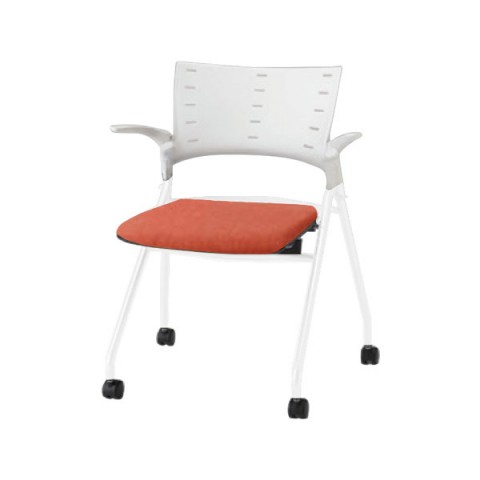 イトーキ ミーティングチェア・多目的チェア 完成日 組立不要 マノス マルチスタッキングタイプ(平積み5脚まで) 肘付 布地 ベースカラーWW(背シェル:オフホワイト フレーム:ホワイト) KLD-315SAS-WWD4