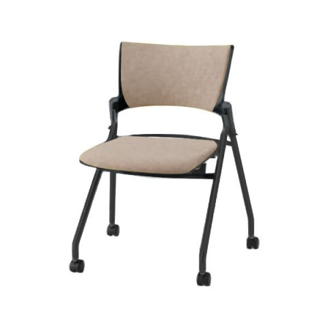 イトーキ ミーティングチェア・多目的チェア 完成日 組立不要 マノス マルチスタッキングタイプ(平積み5脚まで) 肘なし 背パッド付 布地 ベースカラーTT(背シェル:ブラック フレーム:ブラック) KLD-320SAS-TTF6