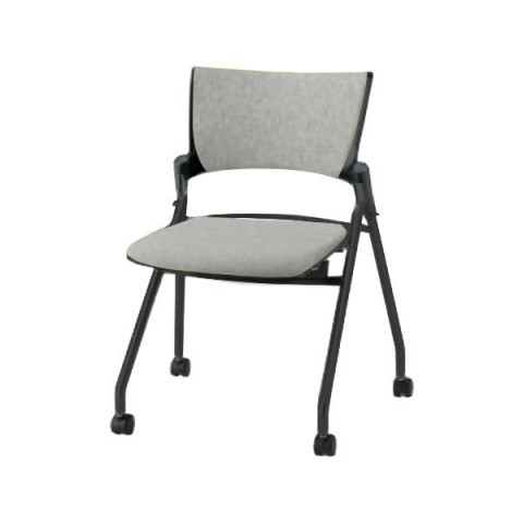 イトーキ ミーティングチェア・多目的チェア 完成日 組立不要 マノス マルチスタッキングタイプ(平積み5脚まで) 肘なし 背パッド付 布地 ベースカラーTT(背シェル:ブラック フレーム:ブラック) KLD-320SAS-TTT7