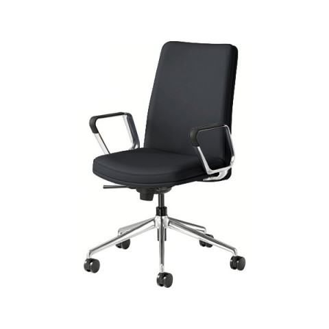 ウチダ オフィスチェア 完成日 組立不要 ECチェア レザー 背パッド付 肘付 EC220HL 5-358-1320