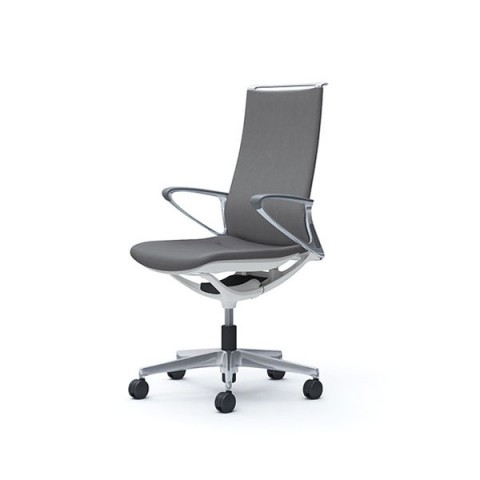 オカムラ オフィスチェア 完成日 組立不要 モード 5本脚/クッションタイプ ハイバック デザインアーム フレーム(アルミ) ボディカラー(ホワイト) クロス(ミックス) CA87CZ-FWM2