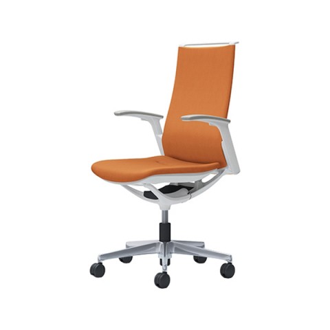 オカムラ オフィスチェア 完成日 組立不要 モード 5本脚/クッションタイプ ハイバック アジャストアーム ホワイトフレーム クロス(ミックス) CA97CW-FWM8