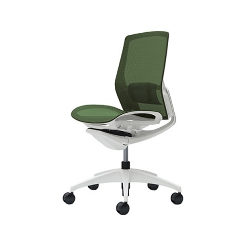 オカムラ オフィスチェア 完成日 組立不要 フィノラ ミドルバック 肘なし 座メッシュ ホワイトパネル ホワイトボディ ホワイト脚 ランバーサポート付 C731YZ-F1F5