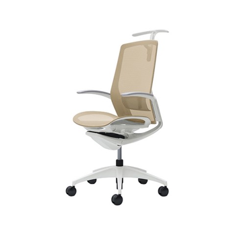 オカムラ オフィスチェア 完成日 組立不要 フィノラ ハイバック デザインアーム 座メッシュ ホワイトパネル ホワイトボディ ホワイト脚 ハンガー付 ランバーサポート付 C746YZ-F1E7