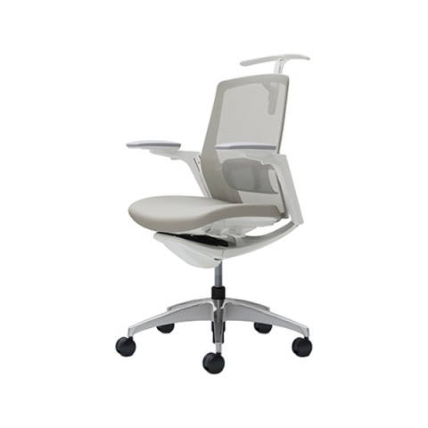 オカムラ オフィスチェア 完成日 組立不要 フィノラ ミドルバック アジャストアーム 座クッション ホワイトパネル ホワイトボディ ポリッシュ脚 ハンガー付 ランバーサポート付 C784GZ-F1G3