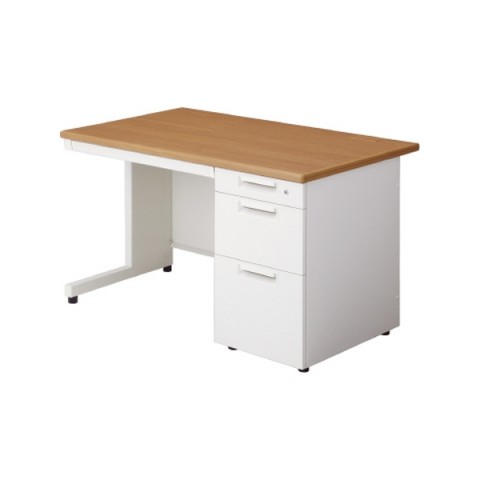 プラス オフィスデスク 完成日 組立不要 リード 片袖机 L字脚 D-3段袖(下段:B4タイプ) D700 LE-127D-3 678-747