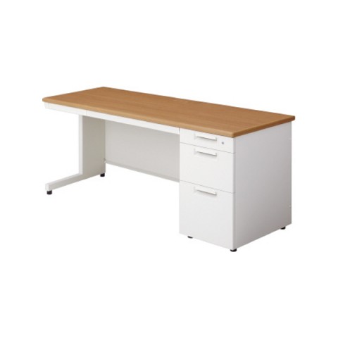 プラス オフィスデスク 完成日 組立不要 リード 片袖机 L字脚 D-3段袖(下段:B4タイプ) D600 LE-N166D-3 770-869