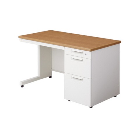 プラス オフィスデスク 完成日 組立不要 リード 片袖机 L字脚 D-3段袖(下段:B4タイプ) D600 LE-N126D-3 770-871