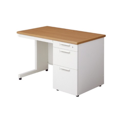 プラス オフィスデスク 完成日 組立不要 リード 片袖机 L字脚 D-3段袖(下段:B4タイプ) D600 LE-N116D-3 770-872