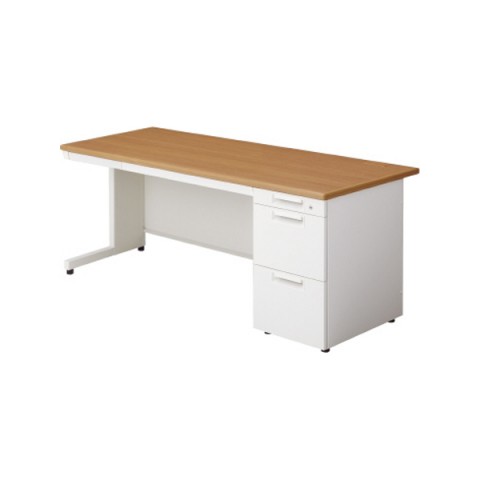 プラス オフィスデスク 完成日 組立不要 リード 片袖机 L字脚 A-3段袖(下段:A4タイプ) D700 LE-167A-3 678-756