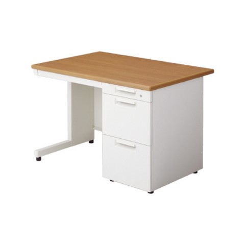 プラス オフィスデスク 完成日 組立不要 リード 片袖机 L字脚 A-3段袖(下段:A4タイプ) D700 LE-117A-3 678-760