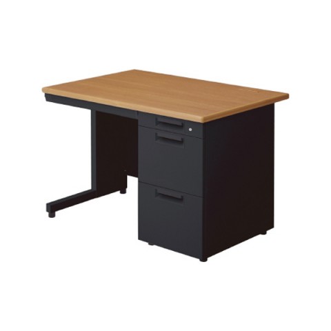 プラス オフィスデスク 完成日 組立不要 リード 片袖机 L字脚 A-3段袖(下段:A4タイプ) D700 LE-117A-3 681-432