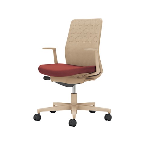 コクヨ オフィスチェア 完成日 組立不要 モネット 背クッションタイプ 背座別色(座色選択タイプ)ベージュ脚 本体:ソフトベージュ 背:ソフトベージュ L型肘 ナイロンキャスター C03-Z210W-ZAG1KX1