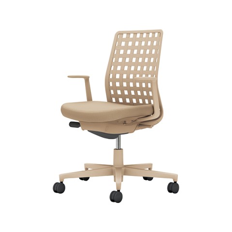 コクヨ オフィスチェア 完成日 組立不要 モネット 背樹脂シェルタイプ L型肘 ベージュ脚 本体:ソフトベージュ 背:ソフトベージュ ナイロンキャスター C03-Z310W-Z1K1KX1