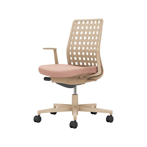 コクヨ オフィスチェア 完成日 組立不要 モネット 背樹脂シェルタイプ L型肘 ベージュ脚 本体:ソフトベージュ 背:ソフトベージュ ナイロンキャスター C03-Z310W-Z9G1KX1