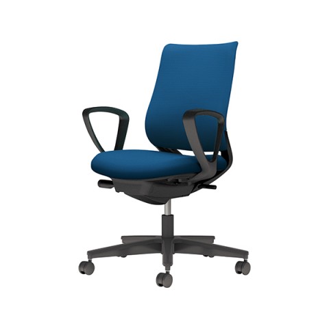 コクヨ オフィスチェア 完成日 組立不要 ミトラ 2 ファブリックタイプ スタンダードバック ブラック脚 サークル肘 ブラック ポリウレタン巻きキャスター C04-B150CU-BKT6T61