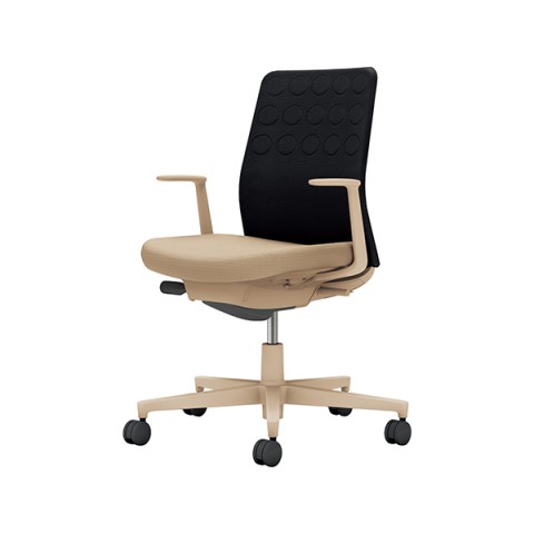 コクヨ オフィスチェア 完成日 組立不要 モネット 背クッションタイプ 背座別色(背色選択タイプ)ベージュ脚 本体:ソフトベージュ L型肘 ポリウレタン巻きキャスター C03-Z210U-Z1KB6X1