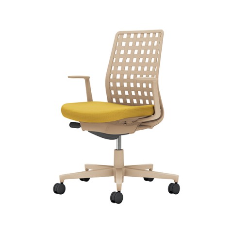 コクヨ オフィスチェア 完成日 組立不要 モネット 背樹脂シェルタイプ L型肘 ベージュ脚 本体:ソフトベージュ 背:ソフトベージュ ポリウレタン巻きキャスター C03-Z310U-Z1S1KX1