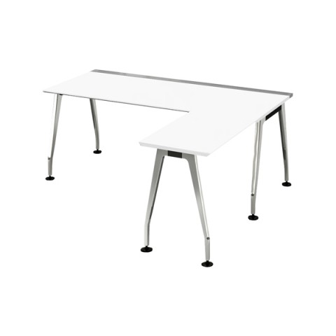 コクヨ オフィスデスク 完成日 組立不要 サイビ スタンダードテーブル+拡張天板 天板色(ホワイト) ポリッシュ脚 天板奥行 D700用 DSX-E18716-PMPAW3