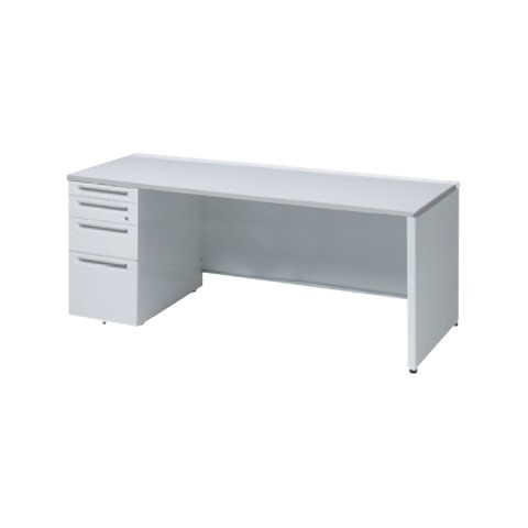 オカムラ オフィスデスク 完成日 組立不要 アドバンス 片袖机 パネル脚(シリンダー錠)4段袖 中央引き出し無 標準タイプ 左袖 3V1DEF-MK28